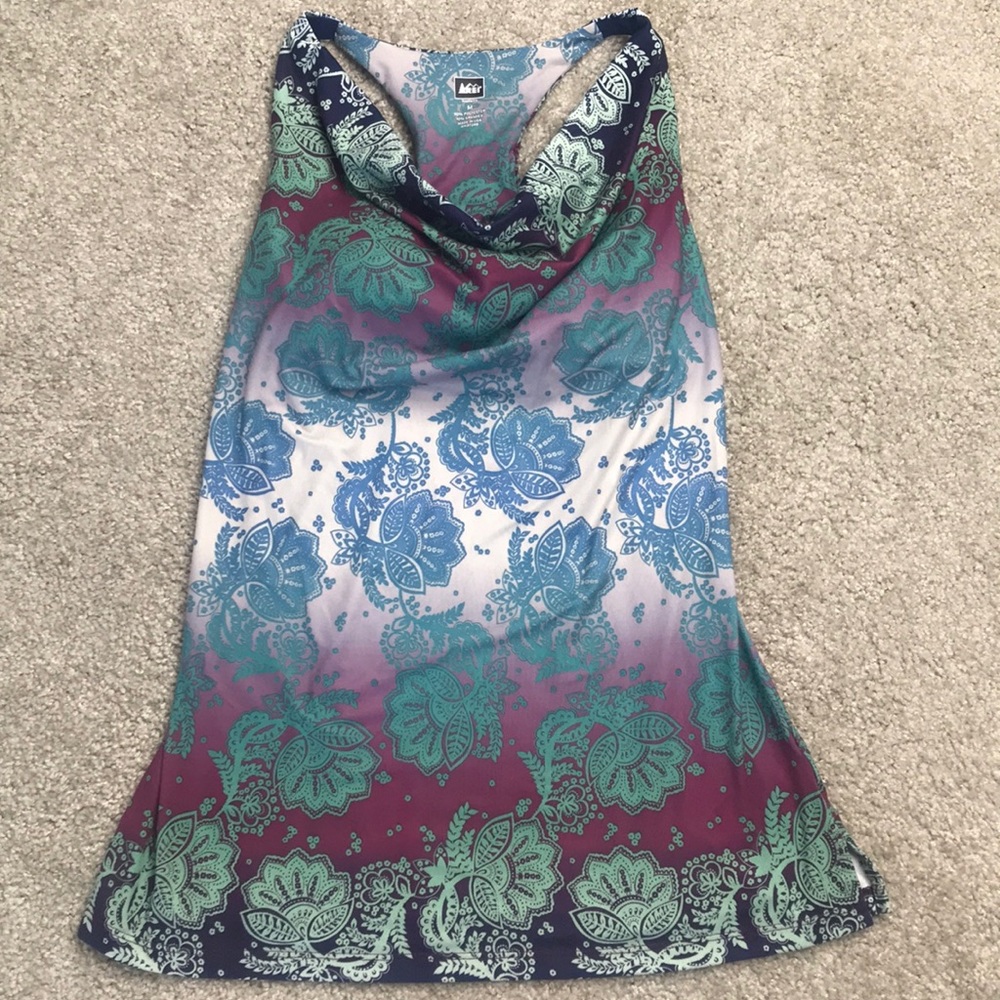 REI Yoga Tank Tunic Drape Top Floral Paisley M A17